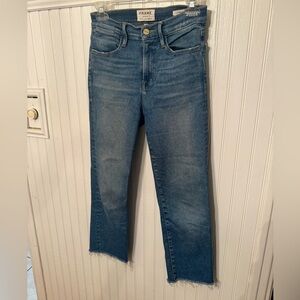 Frame Denim Le High Straight Cropped Raw Hem Jeans 
Size: 26